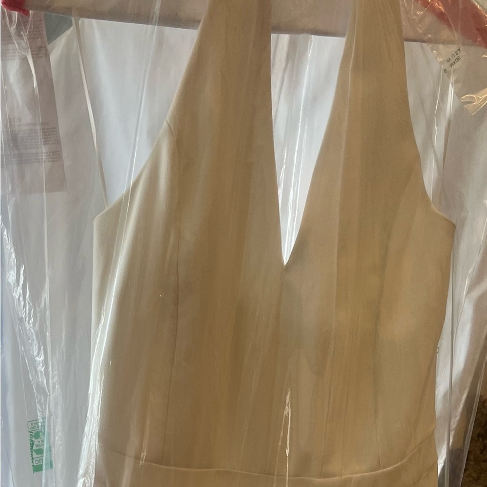 Elegant Cream Halter Dress